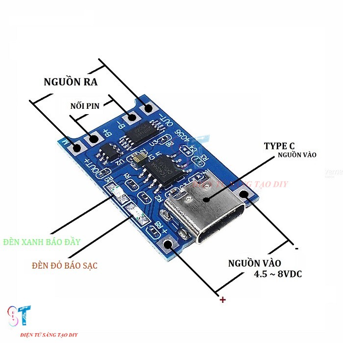 Mạch sạc pin 1A TC4056 – type C