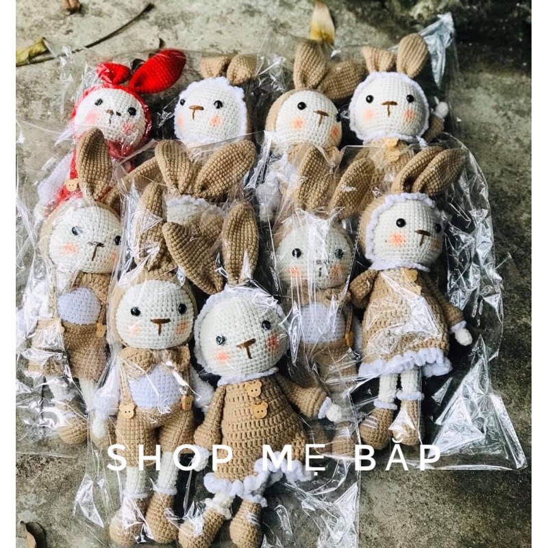 Thỏ Mimi- Miti Thú nhồi bông len handmade đồ chơi cho bé Len milk Cotton