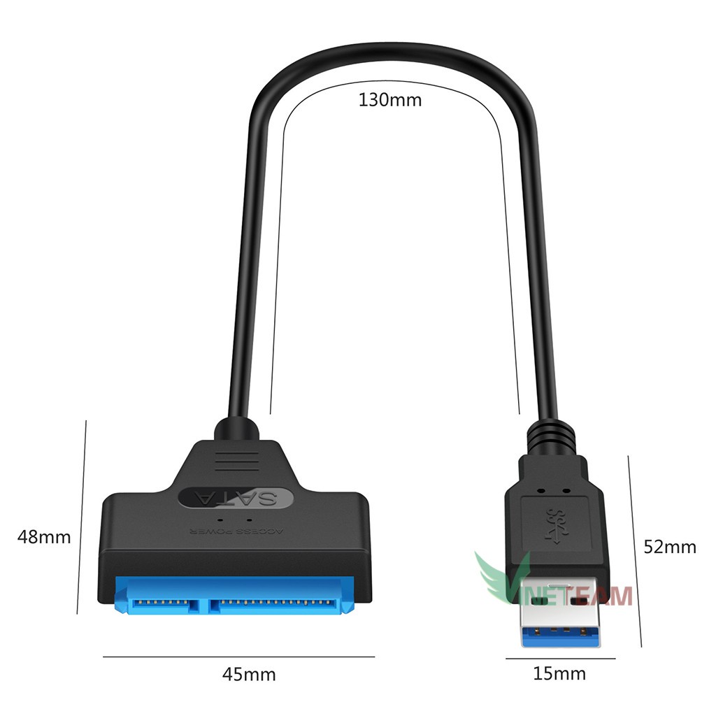 Cáp chuyển đổi kết nối Ổ Cứng HDD từ USB 2.0/ 3.0 sang Sata 22 Pin 2.5 inch