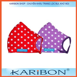 Combo 2 khẩu trang Karibon Cotton 8 lớp, lọc bụi mịn, có họa tiết.