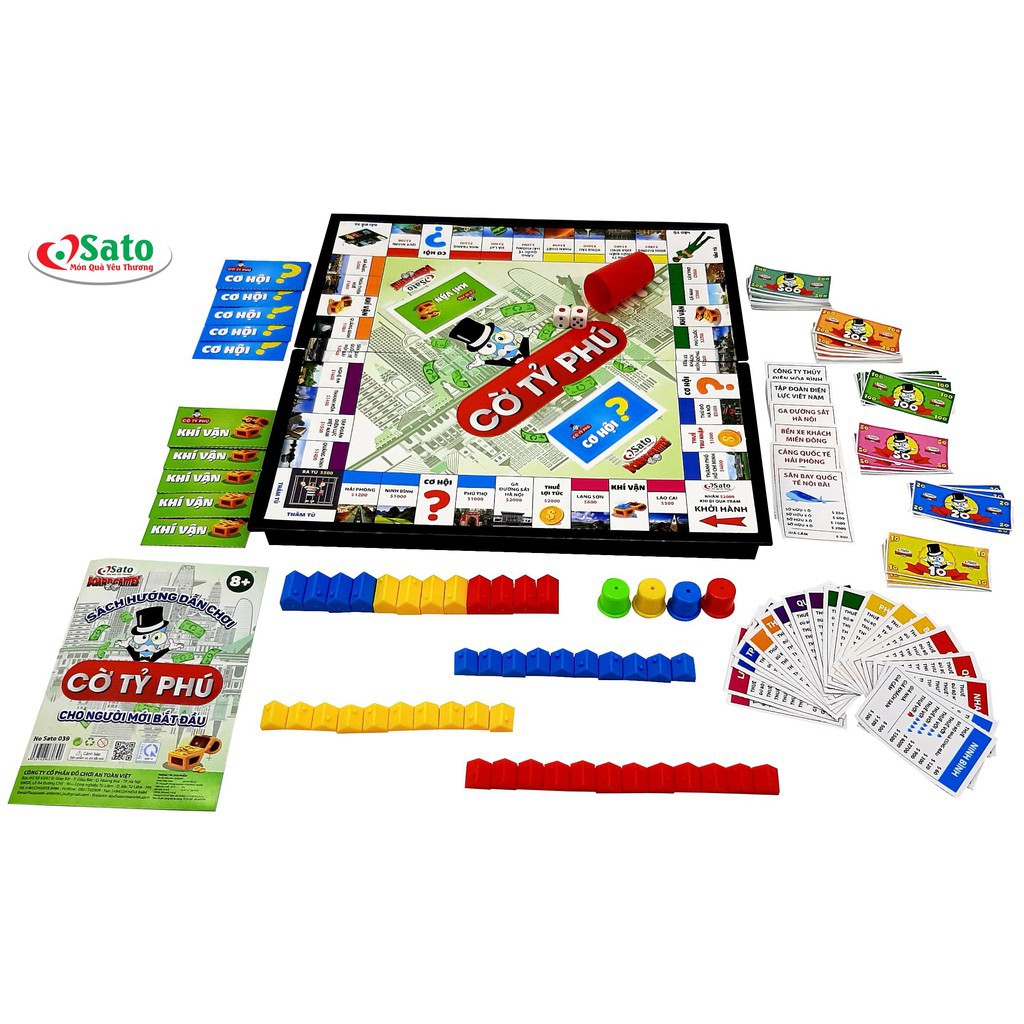 Cờ Tỉ Phú MoNoPoLy Vui Nhộn cho bé - Hàng Việt Nam SATO có hướng dẫn tiếng việt kèm theo