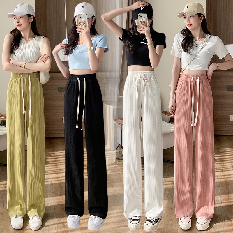Quần Suông Tăm Nhiều Màu PEONYB Nữ [FREESHIP]  Culottes ống rộng kéo dài chân cạp chun mát kiểu dáng hàn quốc