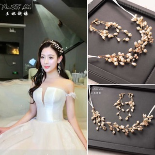 Dây hạt cài tóc kèm bông tai HC110