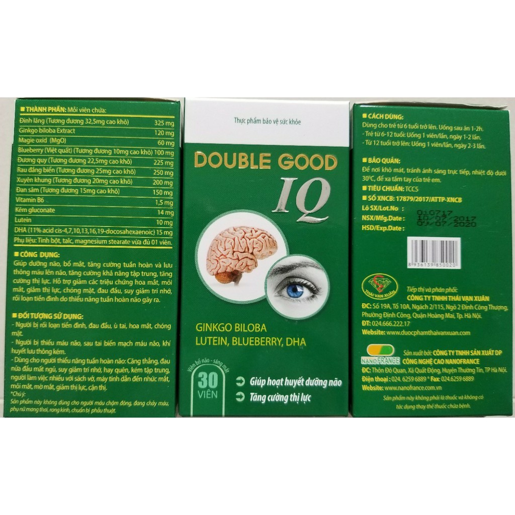 Viên uống bổ não, sáng mắt Double Good IQ.