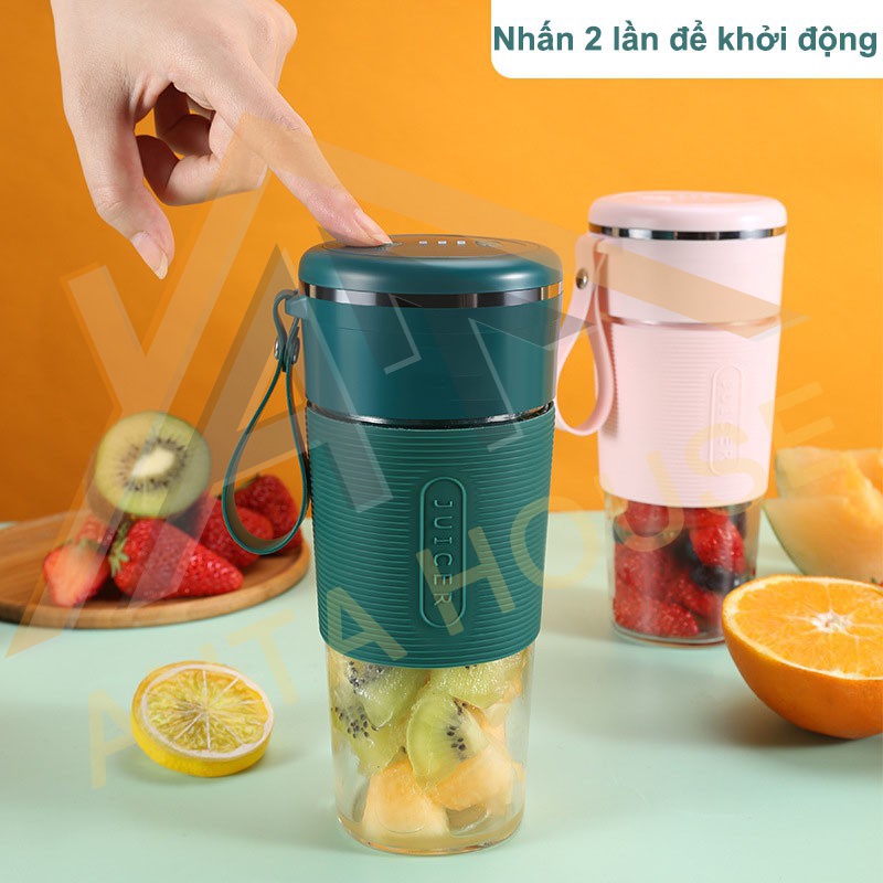 Máy Xay Sinh Tố 6 Lưỡi Bình Thủy Tinh AntaHouse - Máy Xay Sinh Tố Cầm Tay Mini Tích Điện
