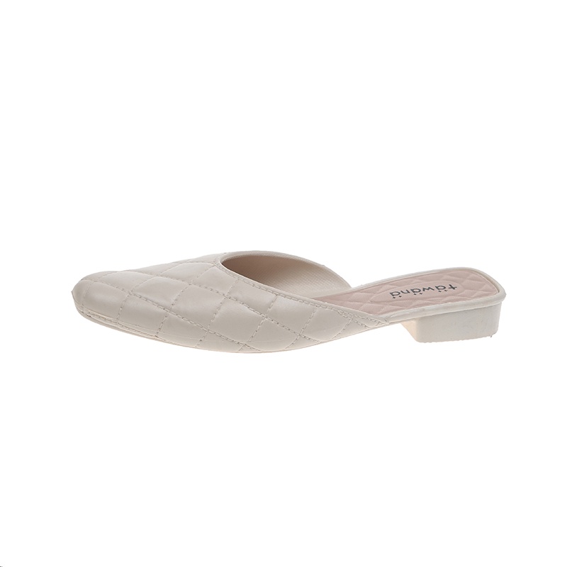 IELGY Dép Bít Mũi Bằng PVC Họa Tiết Sọc Caro Thời Trang Cho Nữ