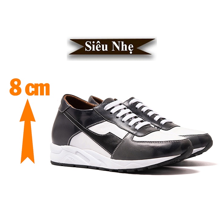 GIÀY CAO NAM SIÊU NHẸ - SIÊU ÊM T24 TRẮNG XÁM CAO 8CM