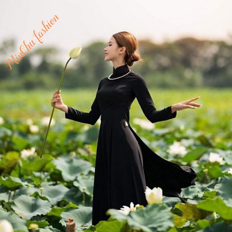 Sale_Áo dài đen 4 tà_ có bigsize