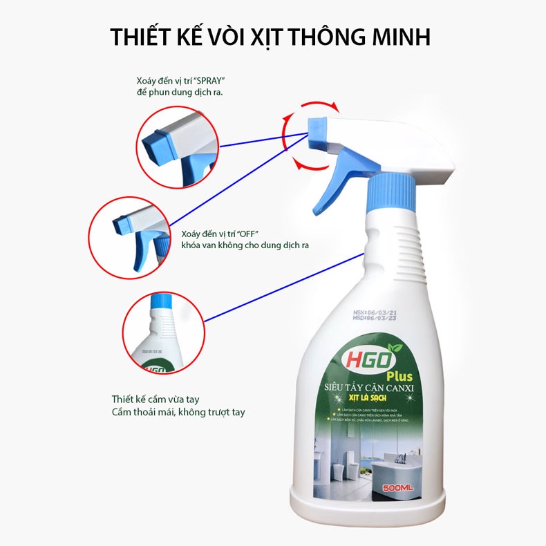 Combo 2 chai nước tẩy cặn canxi nhà tắm HGO Plus giá tốt hơn, tiết kiệm hơn