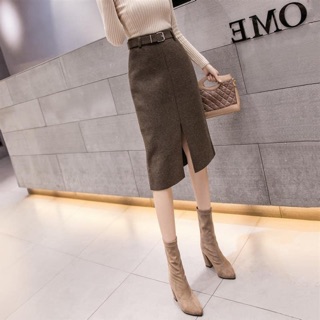Chân váy dạ kèm đai