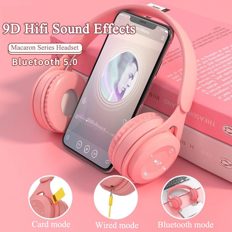 Tai nghe headphone không dây 9D Bluetooth 5.0 kèm micro hỗ trợ thẻ TF và dây cáp