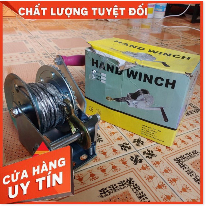 Tời Quay Tay 2000 LBS Tải Trọng 908 Kg Có Cáp Móc 10 Mét Cơ Khí Liên Sơn