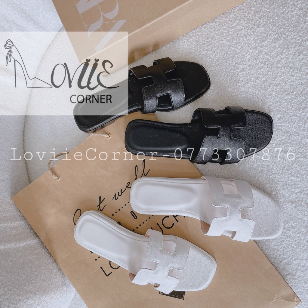 DÉP NỮ THỜI TRANG LOVIIECORNER - DÉP LÊ QUAI NGANG CHỮ H CAO CẤP CHẤT DA D190660