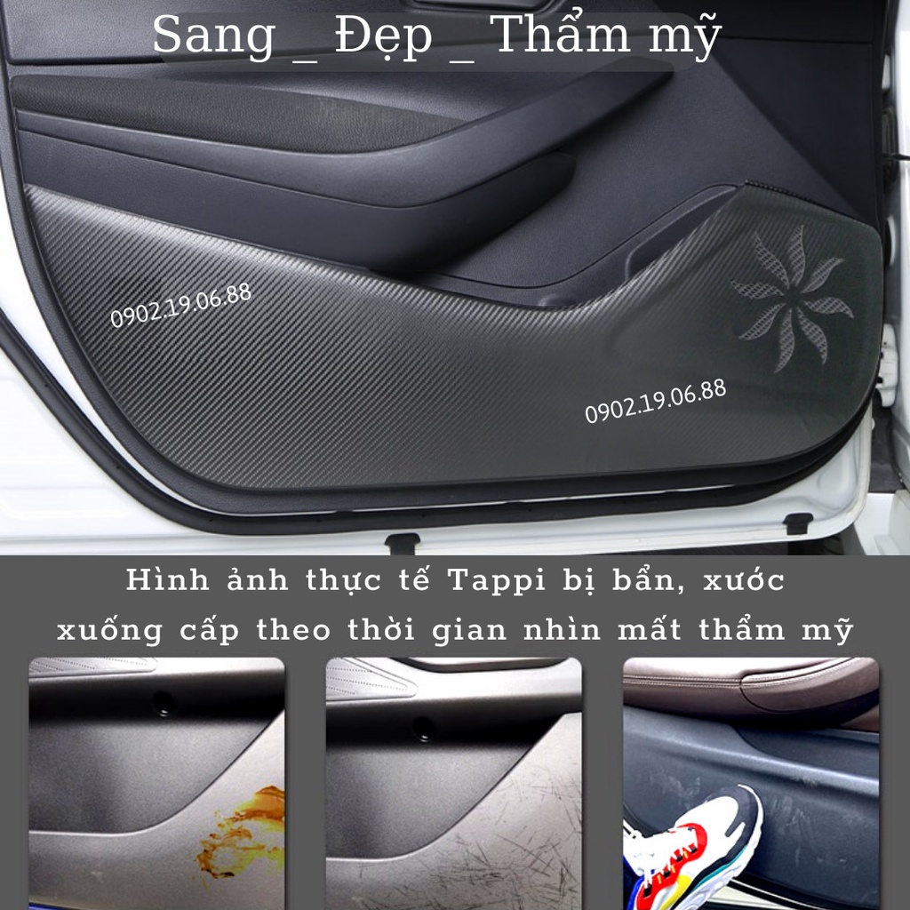 Miếng dán chống xước cửa xe hơi da Carbon Air Fiber đủ các loại dòng xe trên thị trường