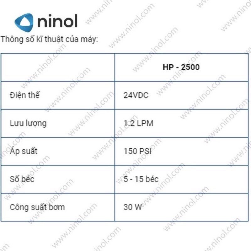 Máy Bơm Phun Sương 24V- HP 2500 taiwan