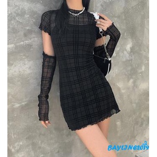 Váy ngắn tay gợi cảm của Bay-Nữ, Váy Bodycon màu trơn bó sát thông thường, Bộ ba mảnh cổ tròn