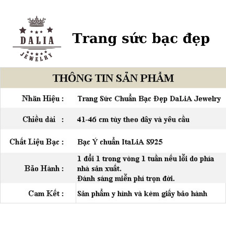 Dây chuyền bạc ý DaLiA Jewelry mặt đá dài lấp lánh