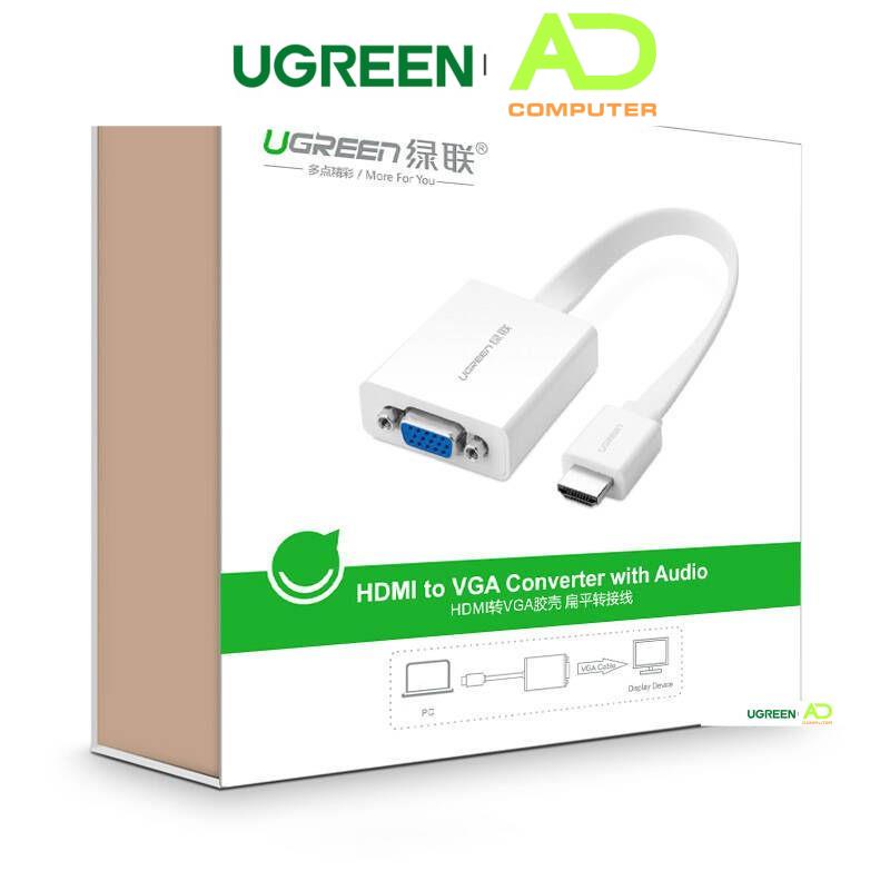 Cáp chuyển đổi HDMI sang VGA dây dẹt tích hợp cổng Audio 3.5mm + Micro USB UGREEN MM103