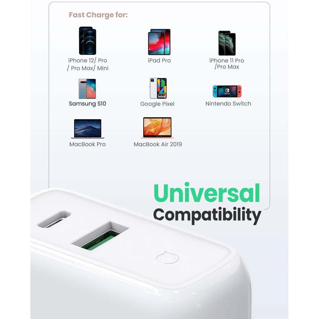 Sạc nhanh 2 cổng UGREEN CD170 - Công suất tối đa 36W, cổng USB-C PD sạc nhanh 18W cho iPhone 12 Pro Max / 12 Mini