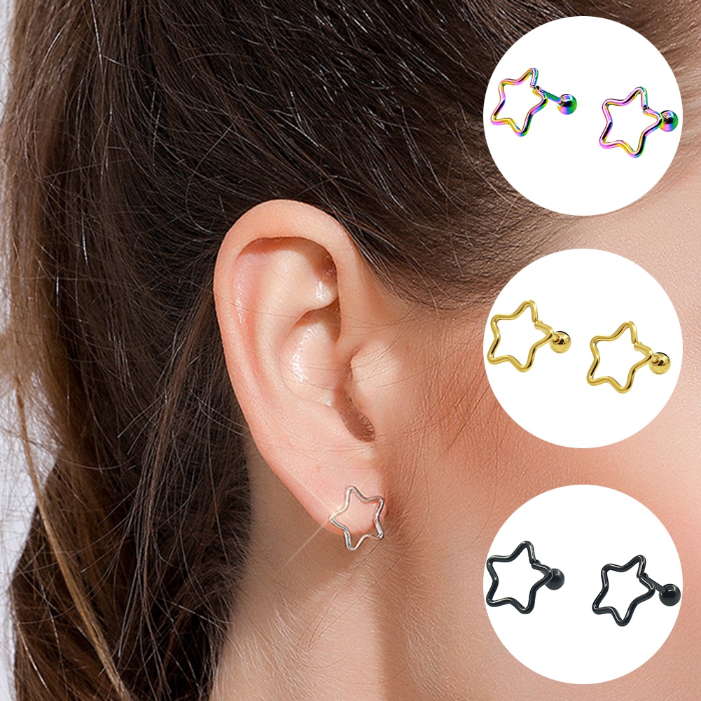Khuyên tai thép không gỉ hình ngôi sao thời trang