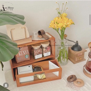 Kệ gỗ để bàn 2 tầng hỗn hợp trang trí phong cách vintage bắc âu sp2