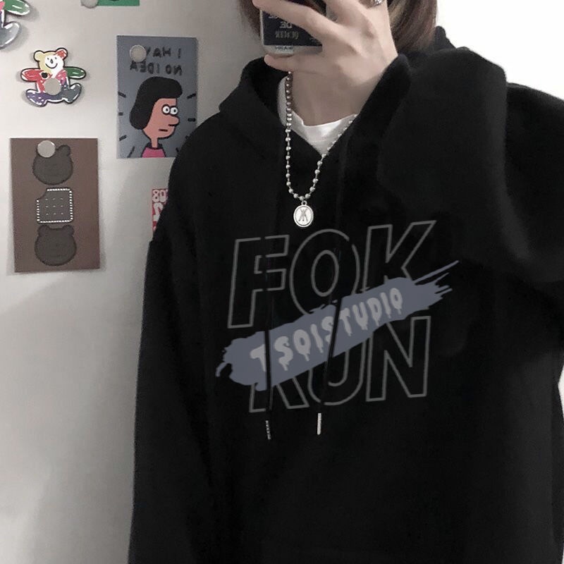 Áo Hoodie Dáng Rộng Không Viền Lót Lông Cừu Thời Trang Mùa Đông Hàn Quốc Cho Nữ