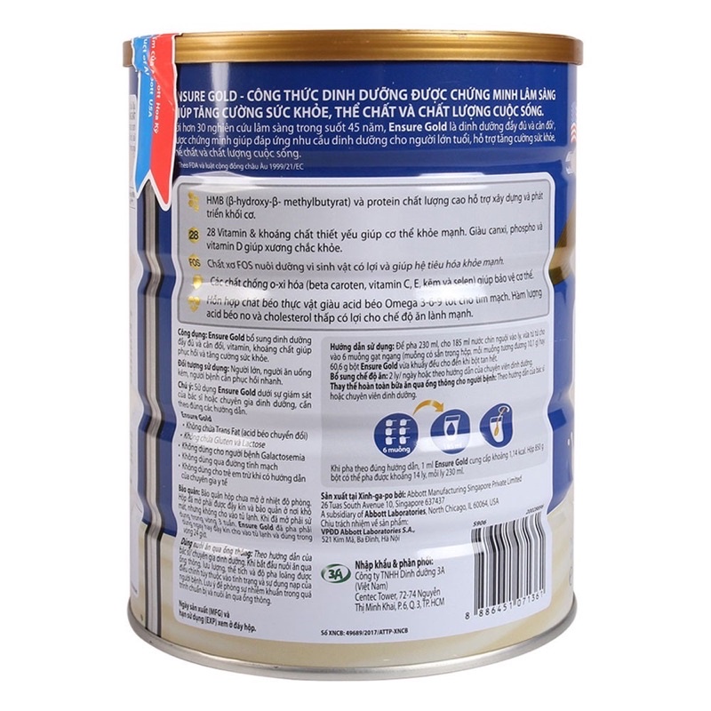 Sữa Ensure Gold vị Vani 850G - QUANG CỐM