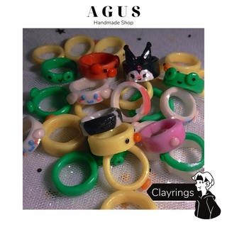 Nhẫn đất sét handmade hình con vật dễ thương nhiều màu sắc
