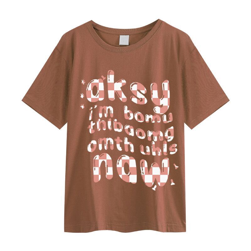 Áo thun nữ Xiaozhainv tay ngắn cổ tròn in hình đơn giản thời trang Hàn Quốc