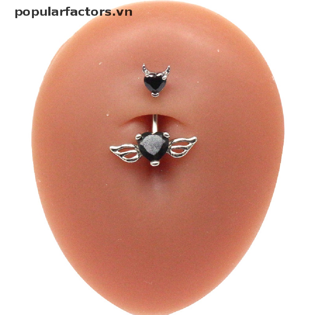 Khuyên rốn hình đôi cánh đính đá pha lê thời trang