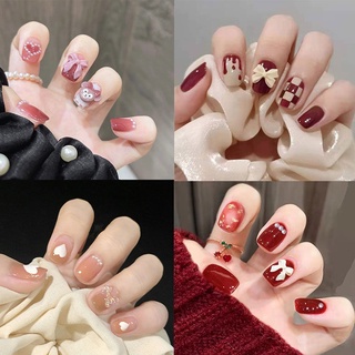 Hình Dán Móng Tay Màu Trắng Phong Cách Mới Có Thể Tháo Rời Dễ Phối Đồ Cho Học Sinh