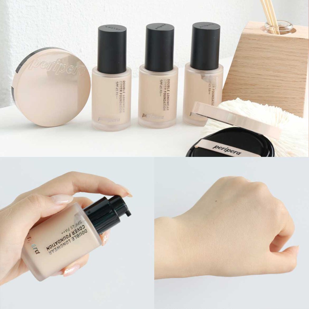 Kem nền che phủ cao mịn da và tự nhiên PERIPERA Double Longwear Cover Foundation