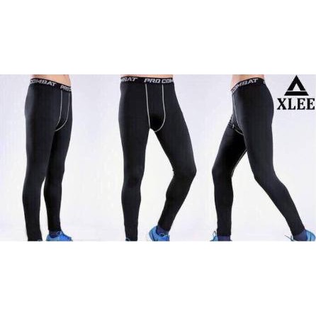 QUẦN GIỮ NHIỆT COMBAT PRO , QUẦN LEGGING TẬP GYM NAM DÁNG DÀI MÀU ĐEN