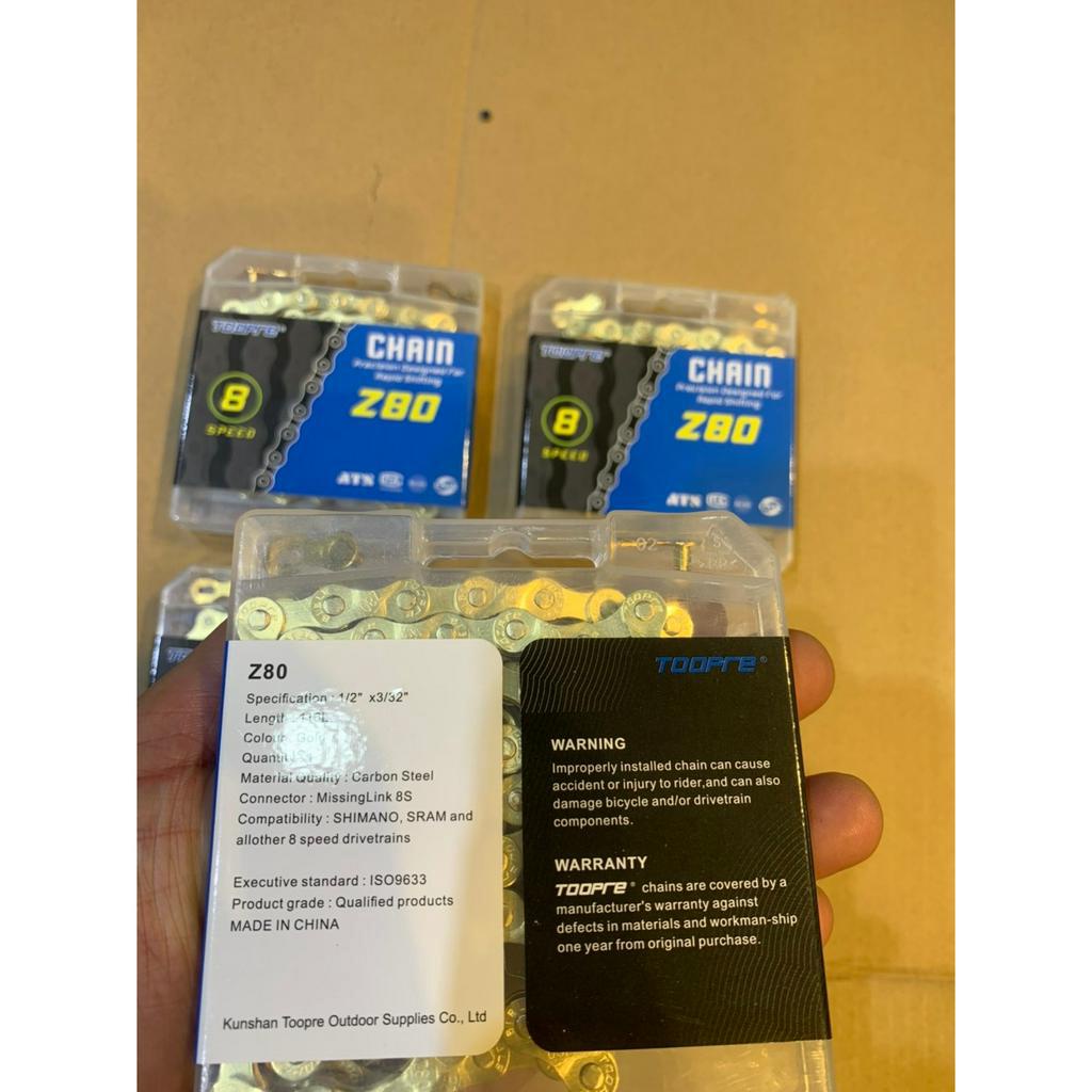 Sên Xích Mạ Vàng Toopre Z80 8 Speed Dùng Cho Xe Đạp