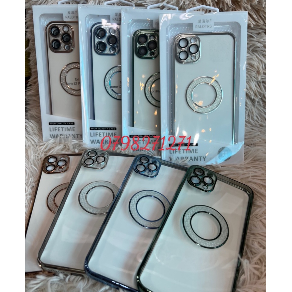 Ốp lưng dẻo trong viền vuông màu CÓ LỚP KÍNH bảo vệ Camera iPhone 11 12 13 pro max đính đá chìm