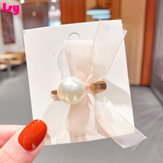 Kẹp tóc nơ ngọc trai lưới