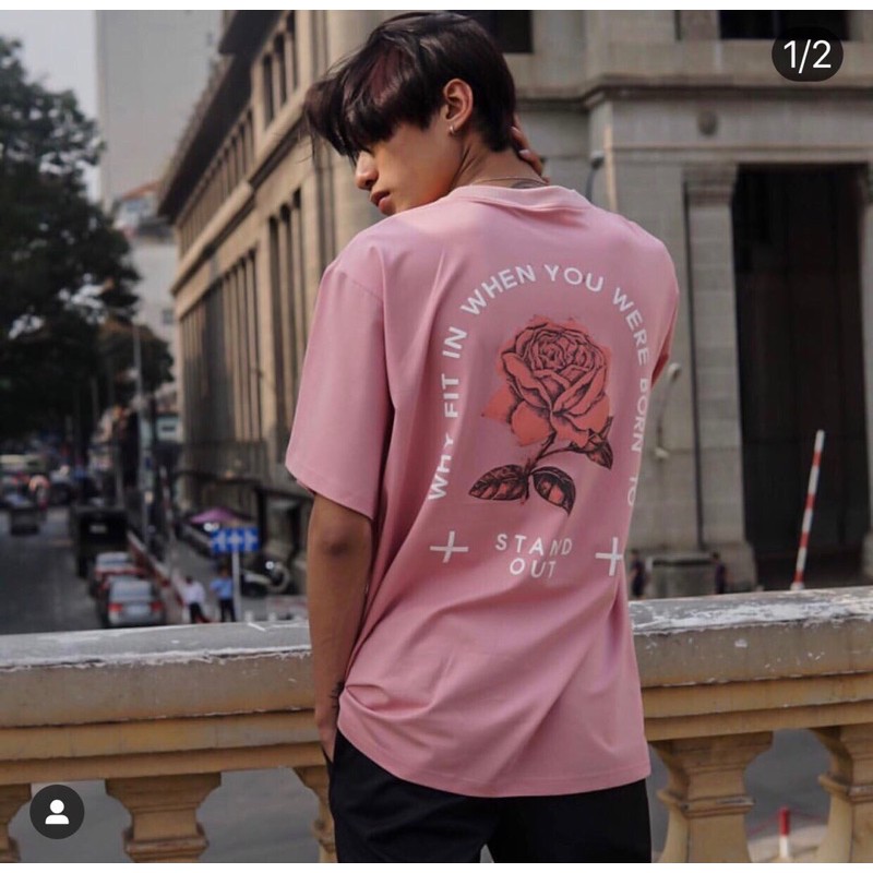 [Mã SKAMSALE06 giảm 10% tối đa 100K đơn 150K] Áo thun unisex from rộng cổ tròn tay lỡ freesize 38 - 70kg Hồng hoa hồng | BigBuy360 - bigbuy360.vn