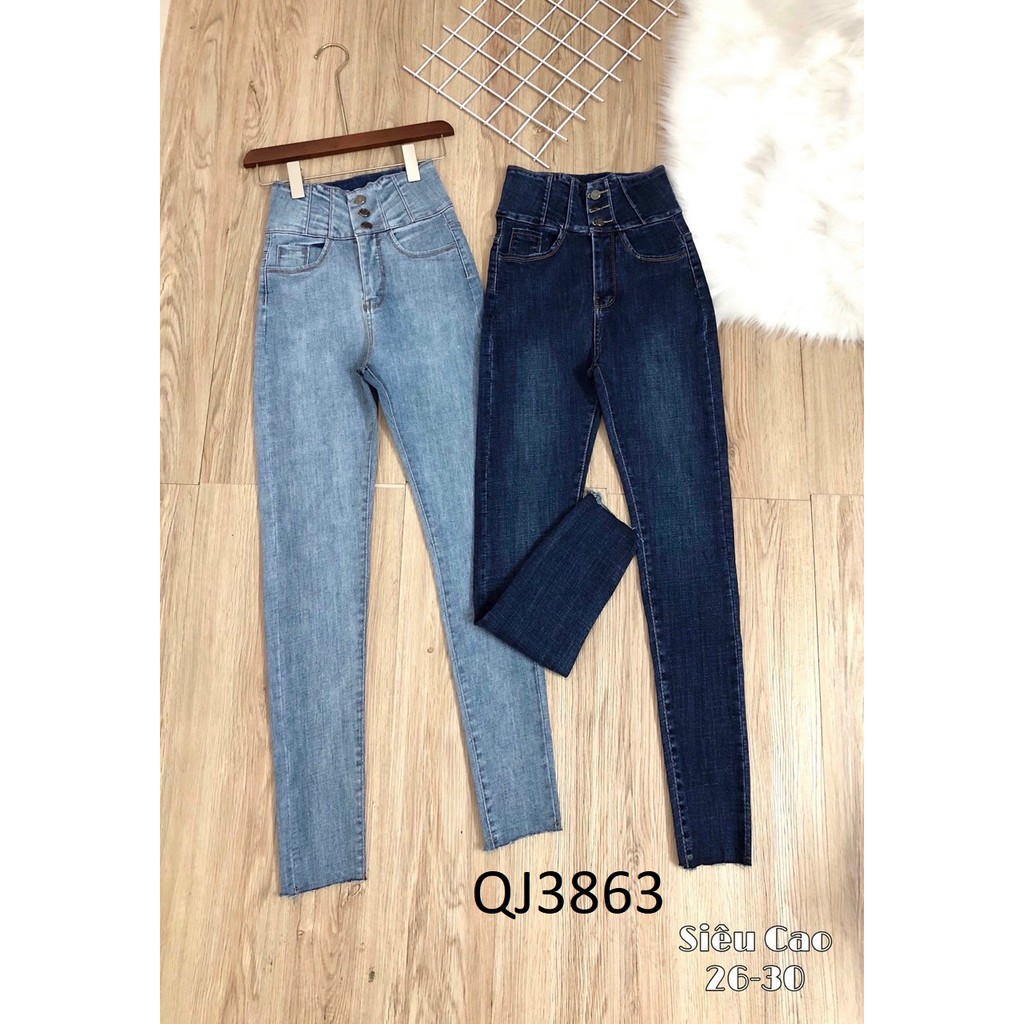 Quần jean nữ lưng siêu cao nhiều nút QJ5173