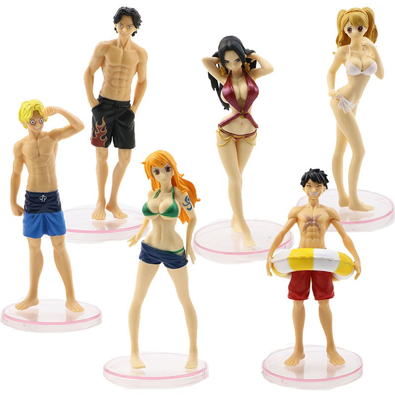 Bộ mô hình chibi 6 nhân vật One Piece - Luffy mũ rơm | Phiên bản áo tắm