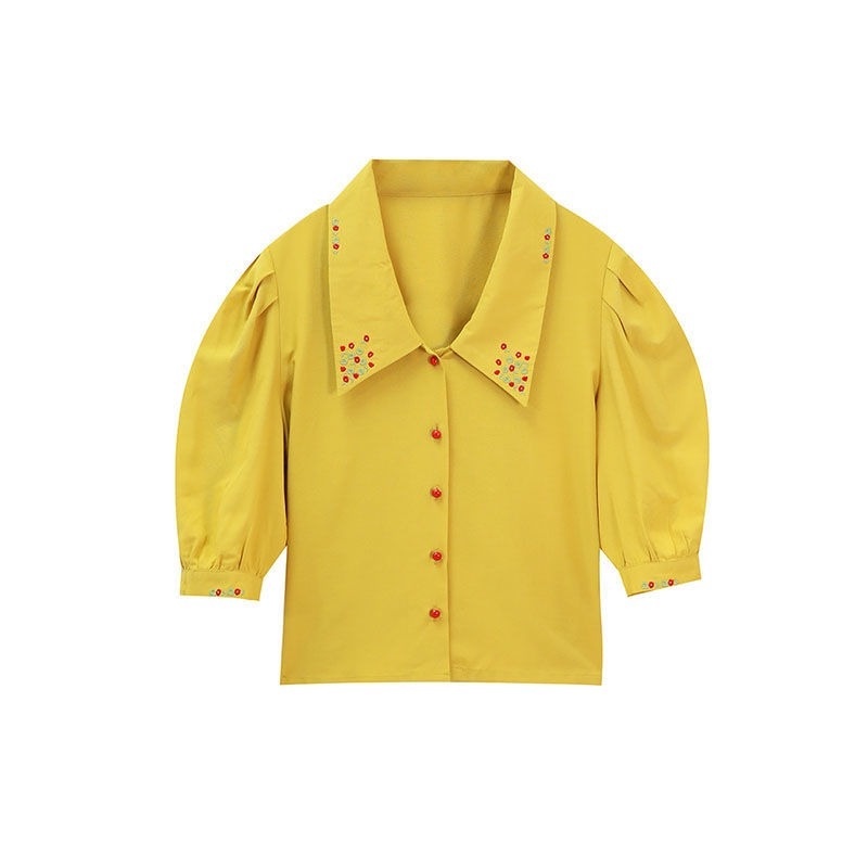 Áo Sơ Mi Ngắn Tay Họa Tiết Thêu Thời Trang Mùa Hè Cho Nữ