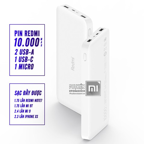 Sạc dự phòng Xiaomi Redmi 10000mAh và 20000mah xiaomi gen 3 PB100LZM BẢO HÀNH CHÍNH HÃNG 6 THÁNG 1 ĐỔI 1