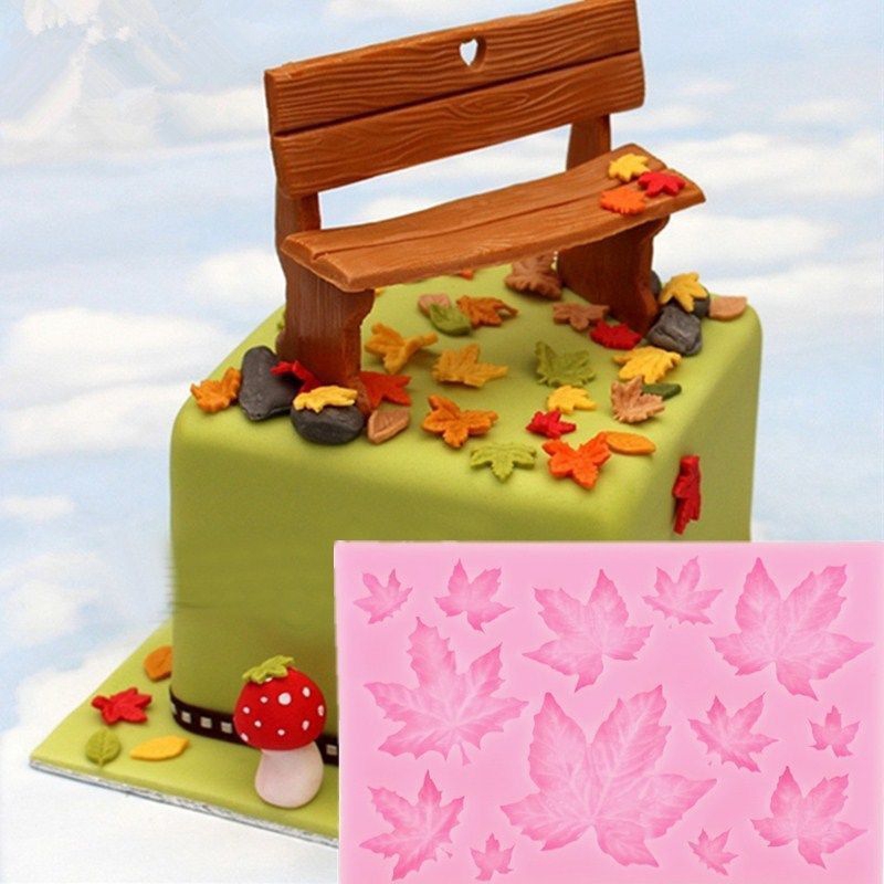 Khuôn silicone làm bánh tạo hình lá phong DIY