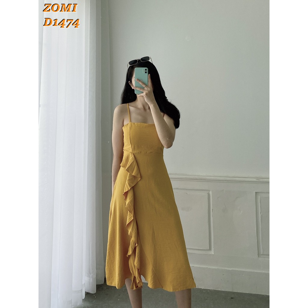 Đầm maxi hai dây xẻ bèo hack chiều cao thiết kế ZOMI D1474 | BigBuy360 - bigbuy360.vn