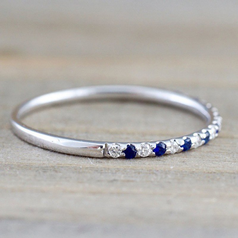 Aifei Jewellery Women Ring Mosaic Blue Diamond 925 Sterling Silver R907