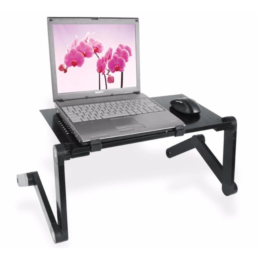 [Mã Bàn gấp để laptop tùy chỉnh 360 độ T6 (đen, hồng) không quạt tản nhiệt(Kingmart68)