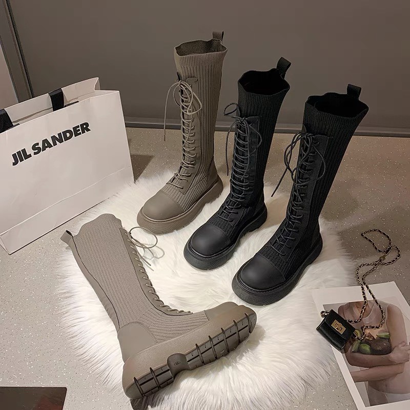 Boots đùi đế cao 5cm hack dáng cho mùa đông - Mẫu mới