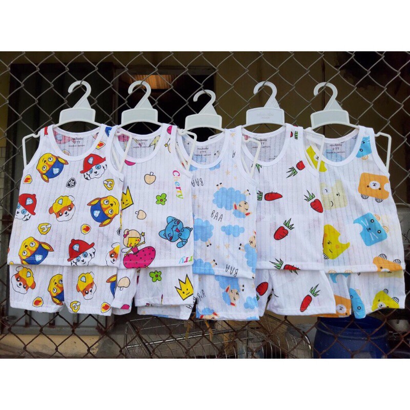 Bộ ba lỗ cotton giấy cho bé trai và gái size đại 15-24kg