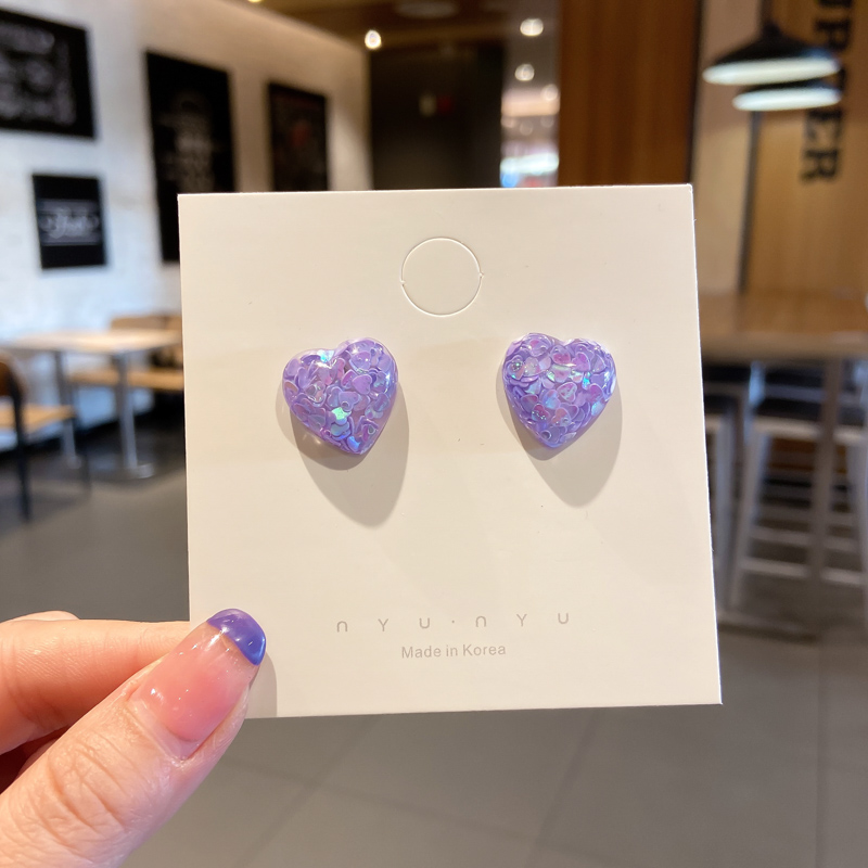 Bông Tai Đính Đá Tím Phong Cách Hàn Quốc