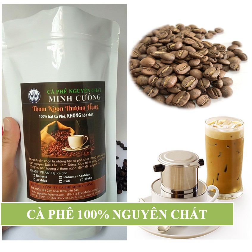 250g Cà phê nguyên chất Robusta Đậm Đà không pha trộn - Ca phe Minh Cuong có ít bơ