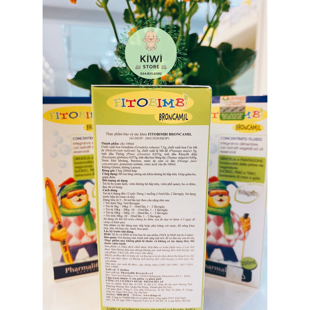Siro thảo dược Fitobimbi Broncamil nhập khẩu từ Ý hỗ trợ tăng cường hô hấp trên cho bé